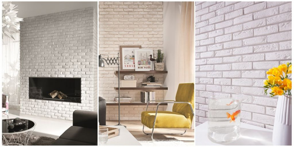 Białe płytki Incana imitujące cegłę