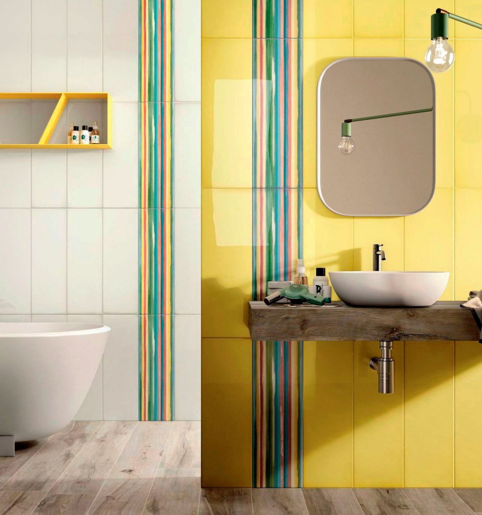 Połyskliwa ceramika z kolekcji Glass, inspirowanej dawnymi, ręcznie wykonywanymi emaliami: płytki gładkie i dekoracyjne o wym. 20 x 60 cm