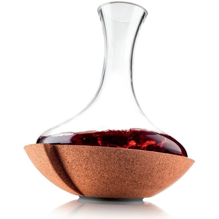 Wirująca karafka do dekantacji wina Vacu Vin na korkowej podstawie