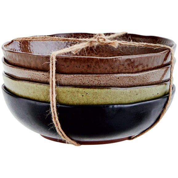 Zestaw różnokolorowych kamionkowych misek o nieregularnych kształtach, marki Madam Stoltz