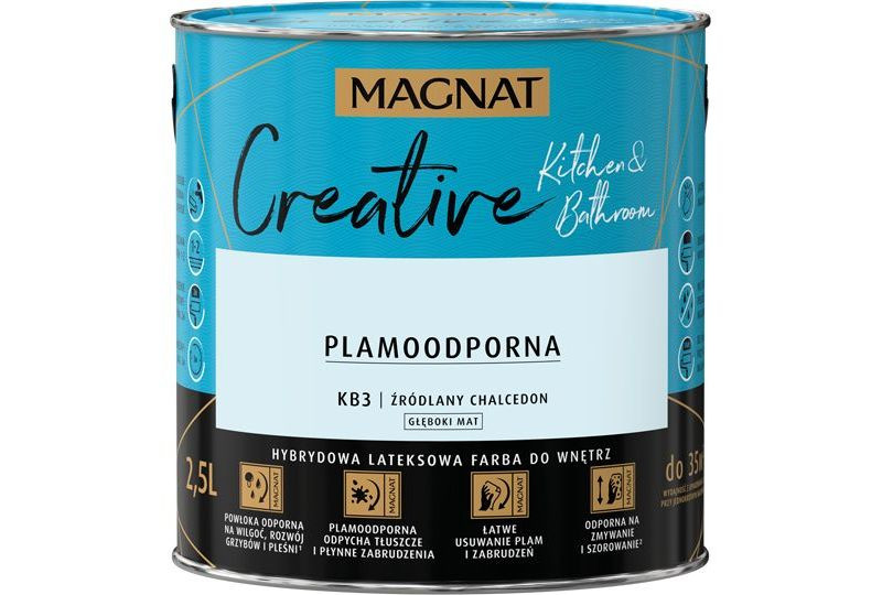 Plamoodporna, lateksowa farba MAGNAT Creative Kitchen&Bathroom. fot. FFiL Śnieżka