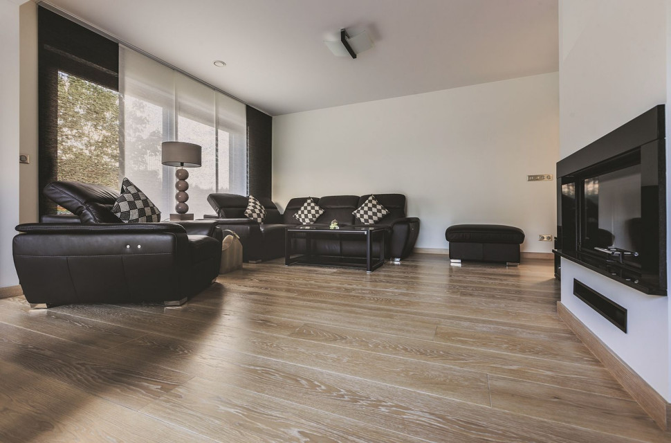 Dębowa deska podłogowa klejona warstwowo, kolor Onyx R