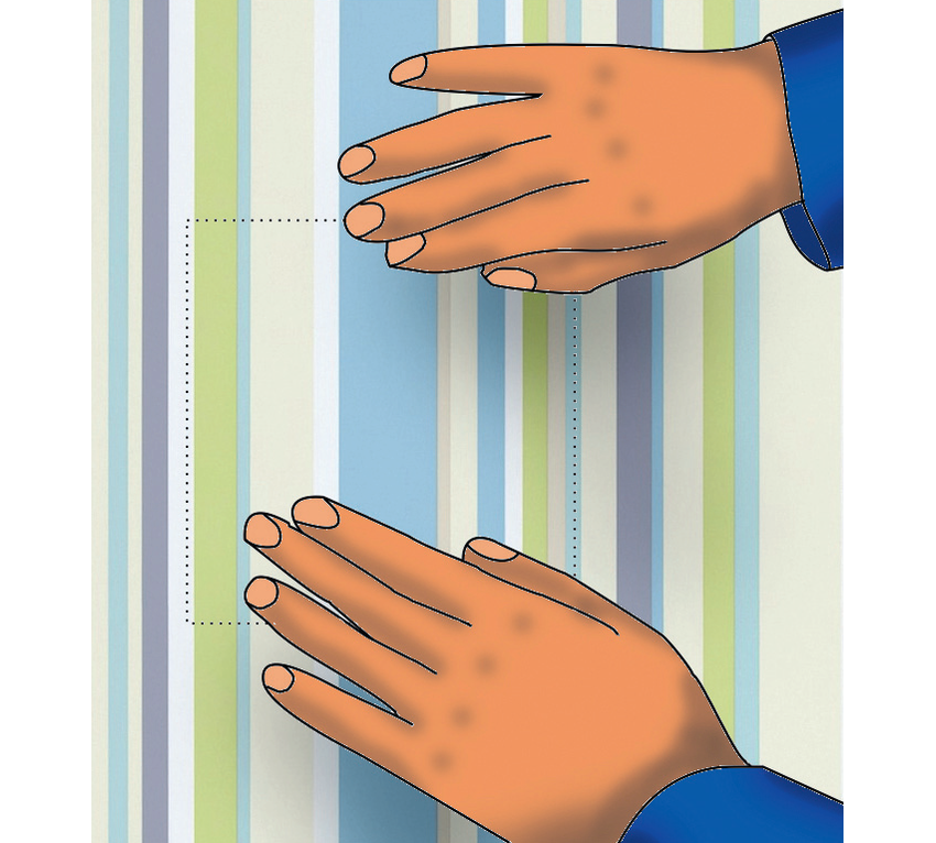 Przyklejamy wycięty fragment nowej tapety