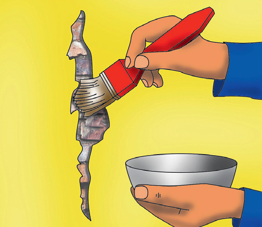 Gruntujemy lub przynajmniej zwilżamy miejsce naprawy