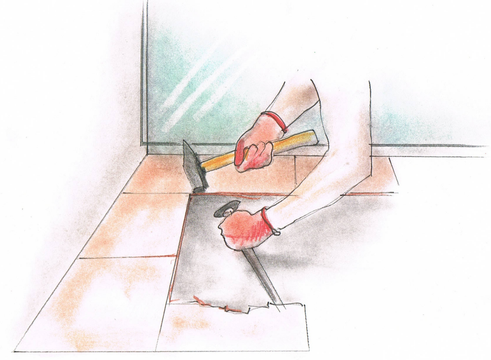 Usunięcie starych płytek na balkonie i kolejnych zniszczonych warstw podłogowych