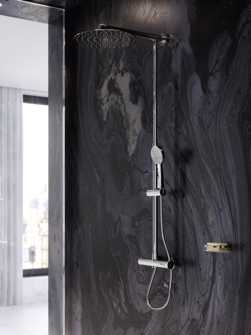 FERRO, Trevi. Deszczownia z natryskiem i baterią termostatyczną. fot. FERRO