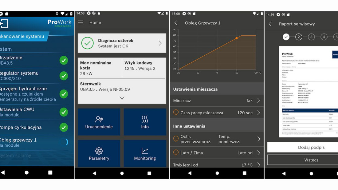 Aplikacja ProWork do uruchamiania i diagnozy urządzeń grzewczych marki Buderus