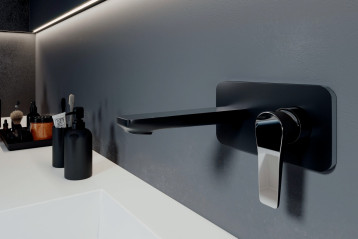 Czarna bateria umywalkowa podtynkowa