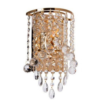 Kinkiet kryształowy MADRYT złoty 2x60W + 9W LED lampa Venti K-E1346/2 GD