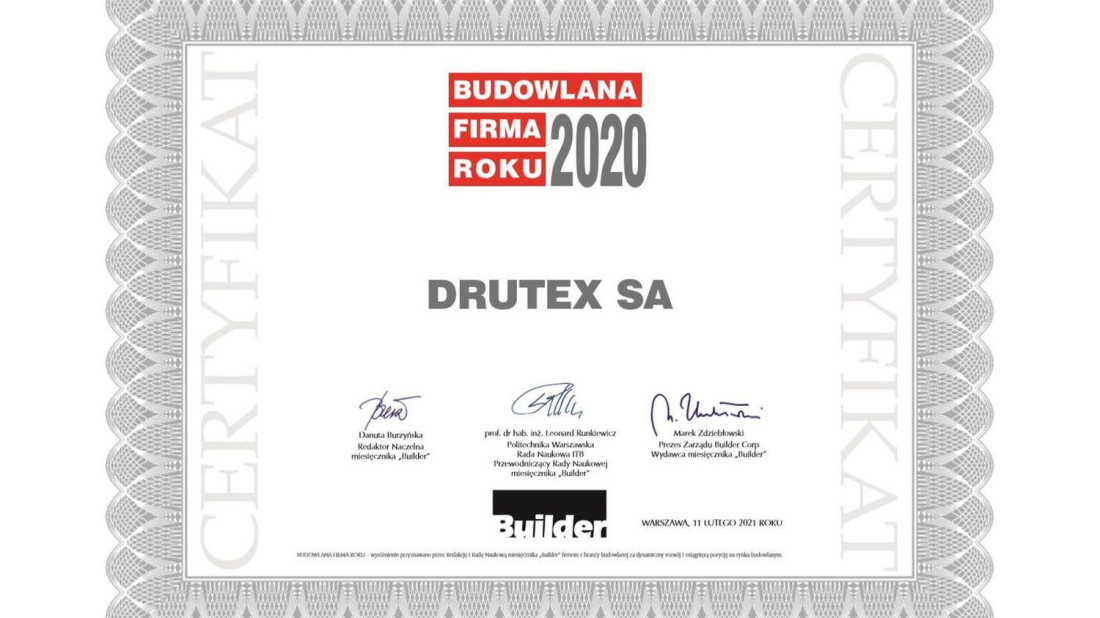Drutex został Budowlaną Firmą Roku 2020
