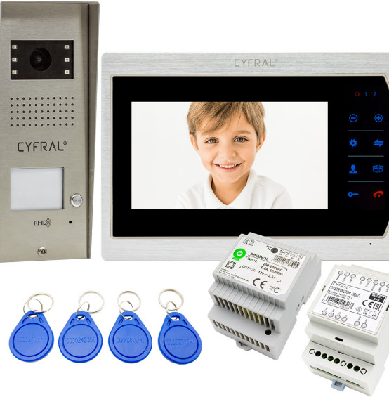 Zestaw domofonowy COSMO Video V1 z monitorem CYFRAL V-7 srebrnym