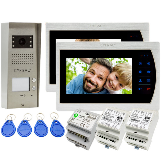 Zestaw domofonowy COSMO Video V2 z monitorem CYFRAL V-7 srebrnym