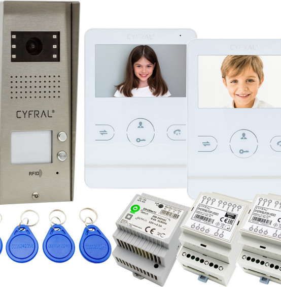 Zestaw domofonowy COSMO Video V2 z monitorem CYFRAL V-4 białym