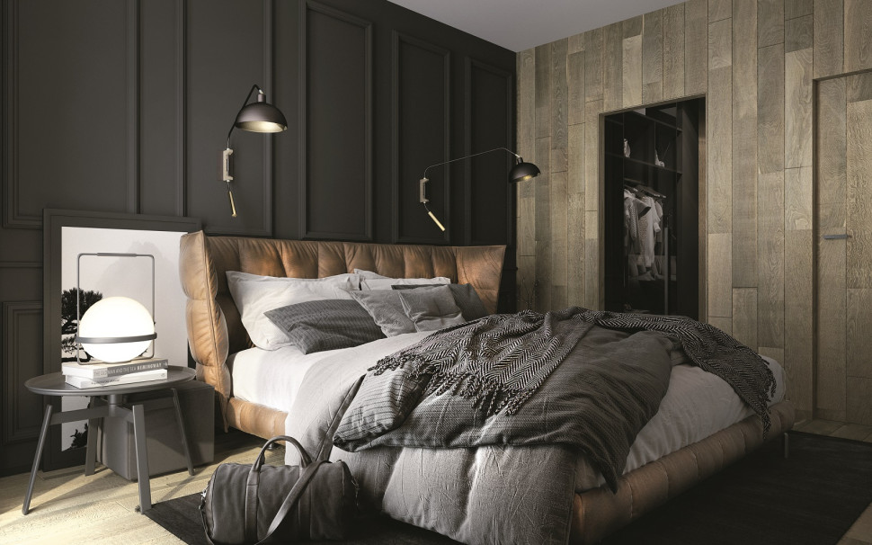 Ściany obłożone takim samym materiałem, jak na posadzce