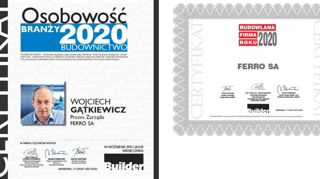 Wyróżnienia Builder Awards 2020 dla FERRO!