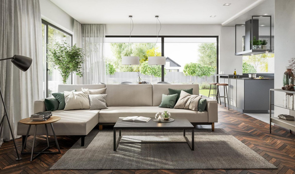 Duże okna zgodne z nurtem biophilic design