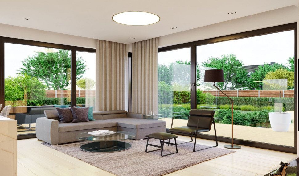 Duże okna zgodne z nurtem biophilic design