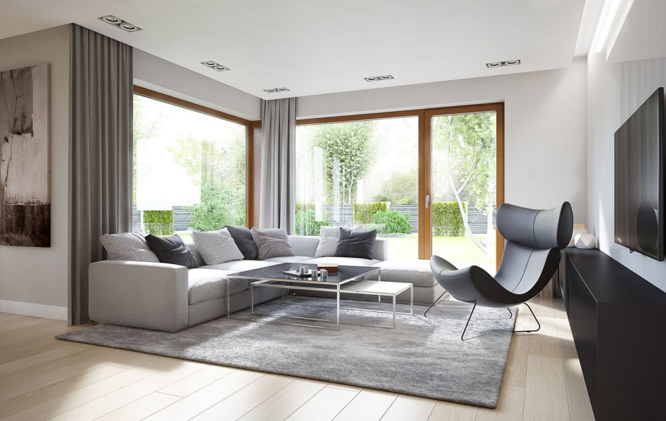 Duże okna zgodne z nurtem biophilic design