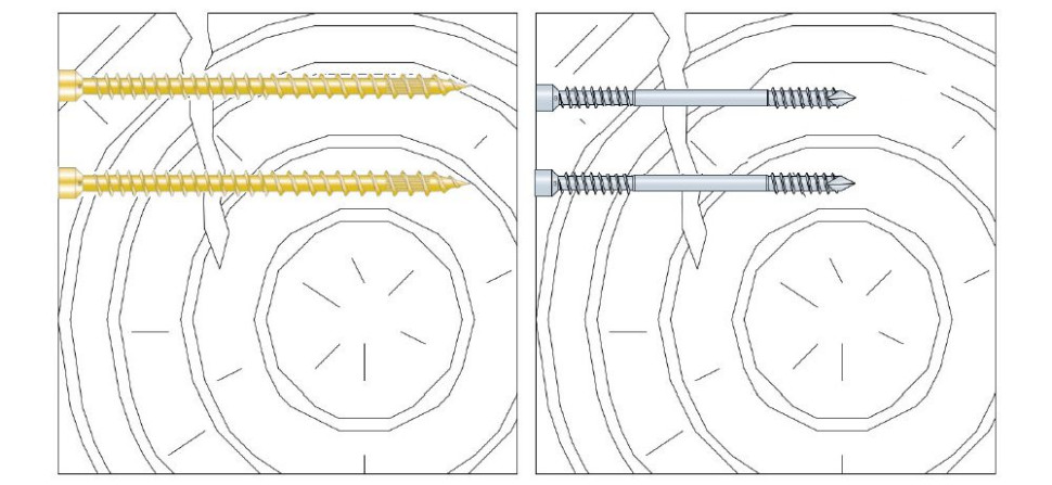 Wzmocnienie murłaty wkrętami pełnogwintowymi ESCRFTZ i dwugwintowymi SWD