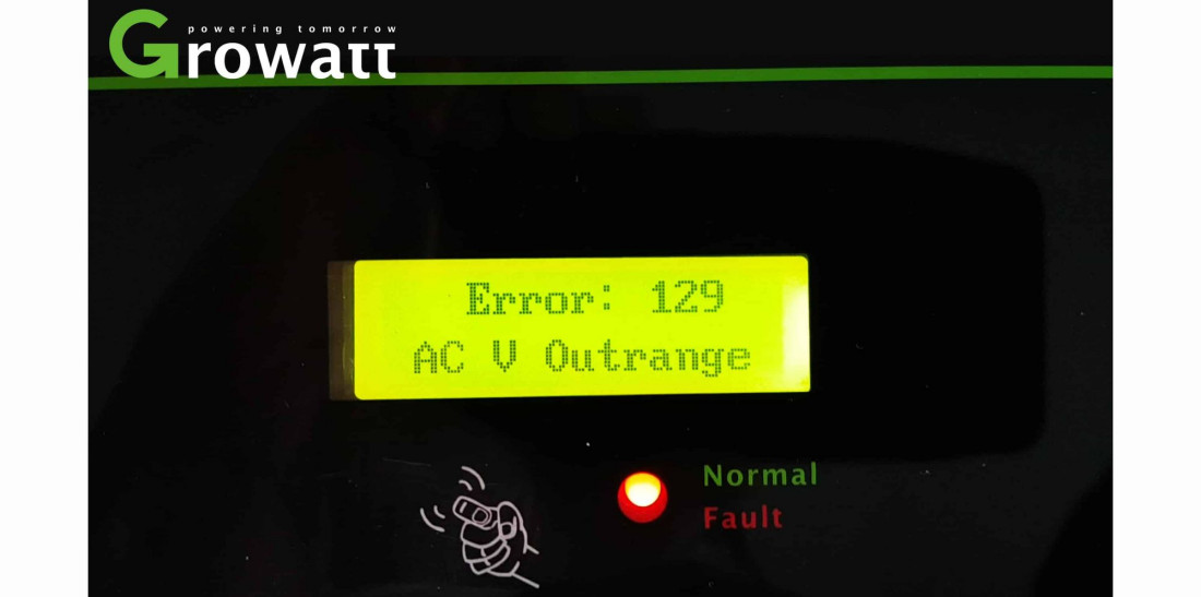 Błąd 129 AC OUT OF RANGE w falownikach Growatt zdiagnozowany i usunięty