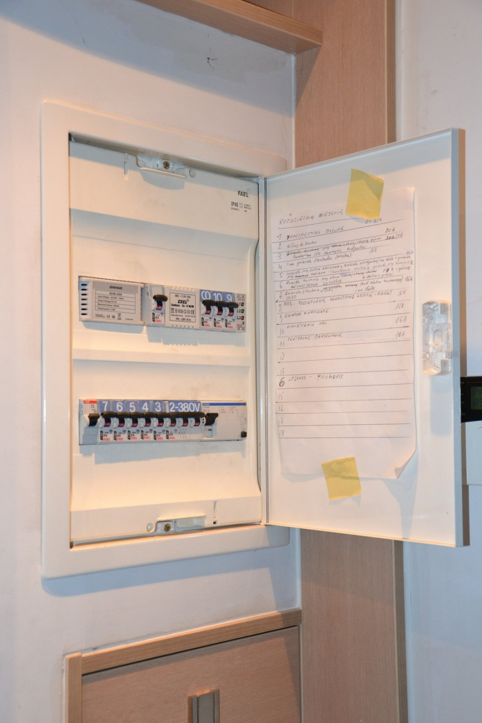 Urządzenia w tablicy rozdzielczej są szczegółowo opisane