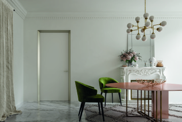 Drzwi rozwierane ukryte z ozdobną ościeżnicą