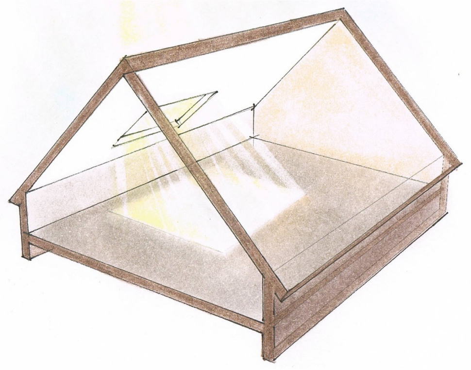 Doświetlenie poddasza jednym dużym oknem dachowym - rysunek