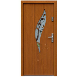 Drzwi zewnętrzne nowoczesne model 458,6+ds55 ciemny dąb