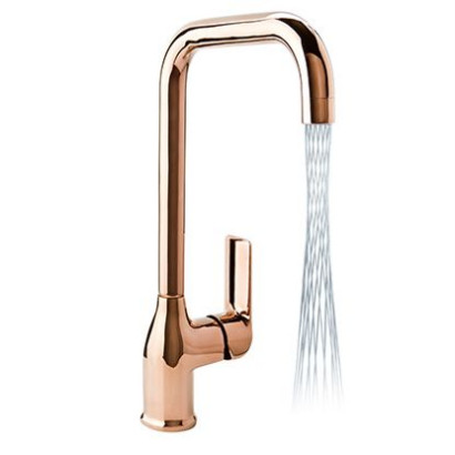 AURORA ROSE GOLD - bateria kuchenna stojąca z dźwignią z boku z perlatorem MIKADO