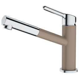 Bateria zlewozmywakowa Orbit z wyciąganą wylewką, chrom/ cappuccino