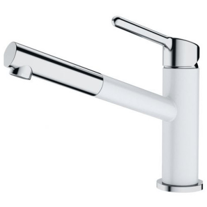 Bateria zlewozmywakowa Orbit z wyciąganą wylewką, chrom/ biały