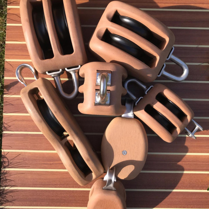 Bloczki jachtowe z kompozytu drewna lakierowane