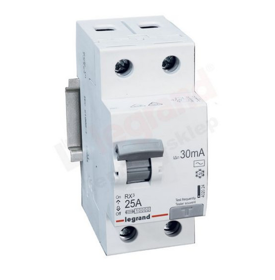 Wyłącznik różnicowoprądowy RX3 25A 30mA AC 2P 