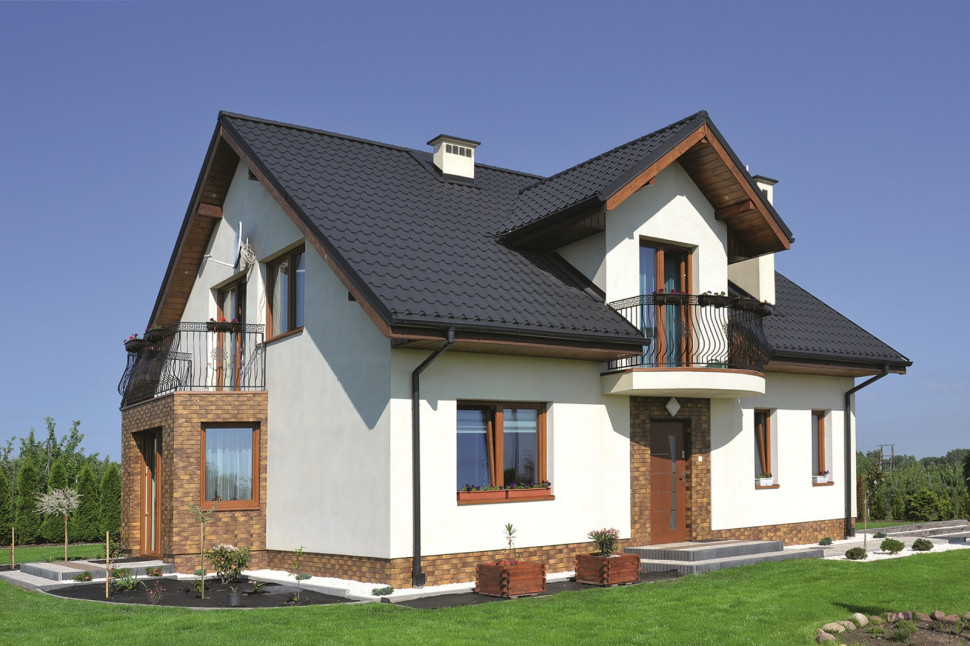 Dom ze ścianami zewnętrznymi z betonu komórkowego