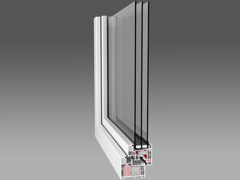 Przekrój okna z serii Passiv-line S