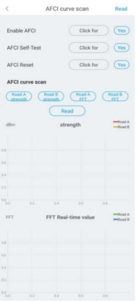 Panel ustawień AFCI w systemie ShinePhone