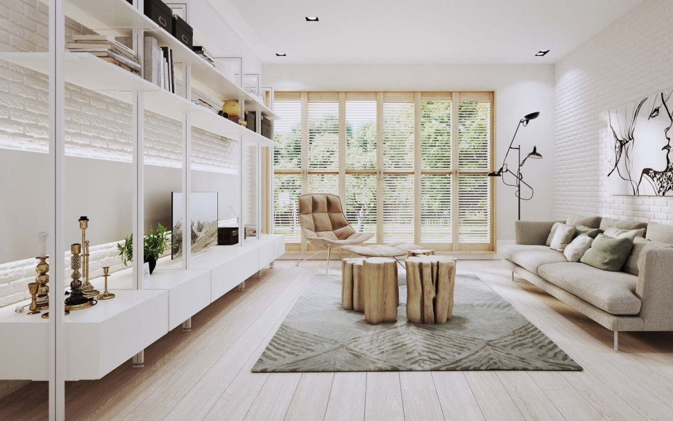 Salon urządzony z wykorzystaniem systemu Orto