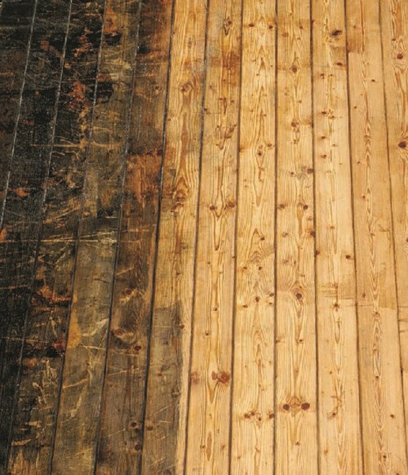 Deski tarasowe przed czyszczeniem