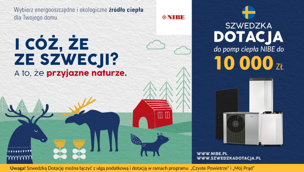 Szwedzka dotacja do pomp ciepła NIBE - reklama