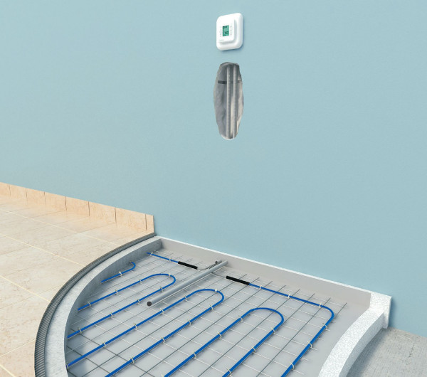 Układ poszczególnych warstw elektrycznej podłogówki z przewodami grzejnymi