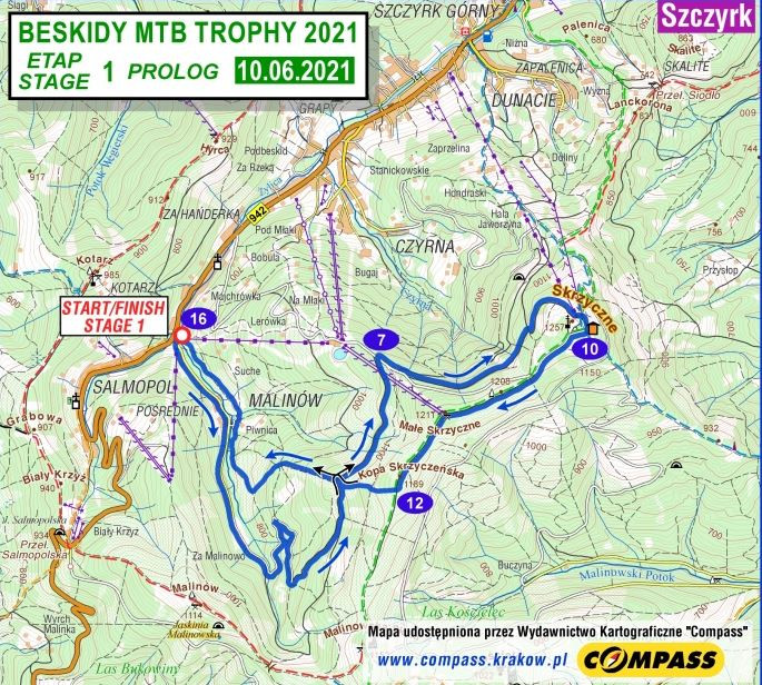 Trasa pierwszego etapu wyścigu MTB TROPHY BESKIDY 2021