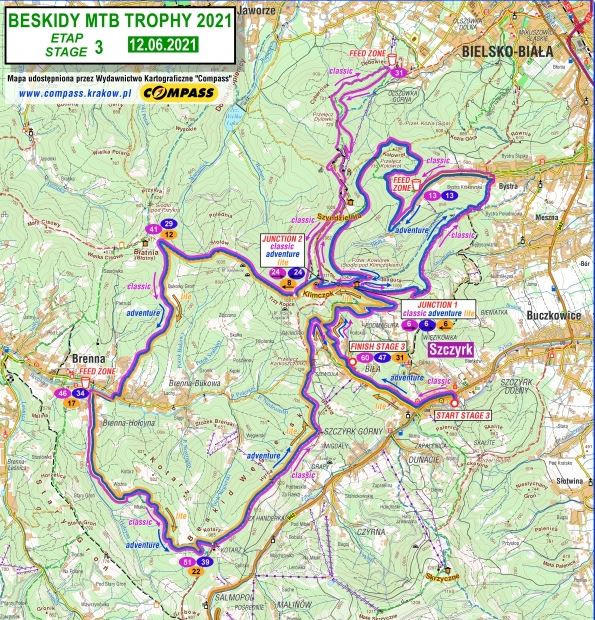 Trasa trzeciego etapu wyścigu MTB TROPHY BESKIDY 2021