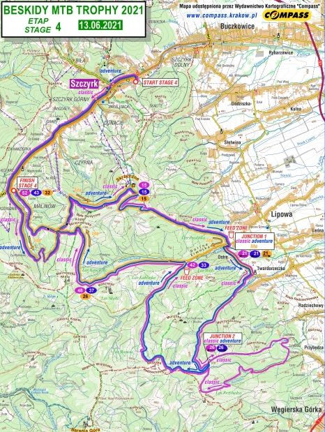 Trasa trzeciego etapu wyścigu MTB TROPHY BESKIDY 2021