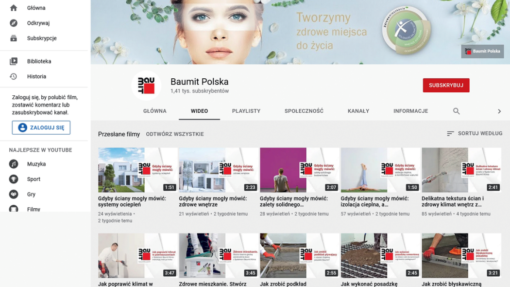 Nowe filmy Baumit Polska na kanale YouTube