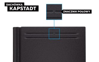 Dachówka płaska KAPSTADT ze znacznikiem połowy - ułatwienie w zakresie montażu na mijankę
