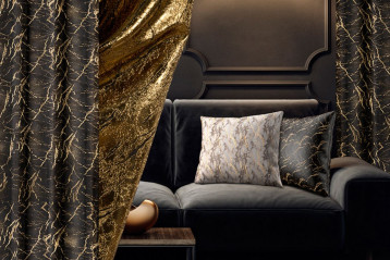 MARMO - tkanina żakardowa w czarno-złotym i czarno-miedzianym kolorze