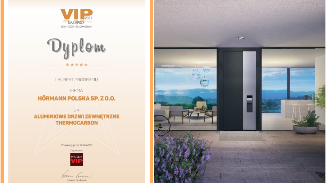 Drzwi zewnętrzne firmy Hörmann z nagrodą VIP Najlepsze Okna Drzwi Bramy Osłony 2021