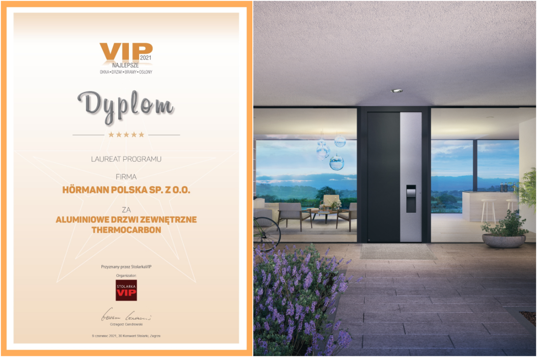 Drzwi zewnętrzne firmy Hörmann z nagrodą VIP Najlepsze Okna Drzwi Bramy Osłony 2021