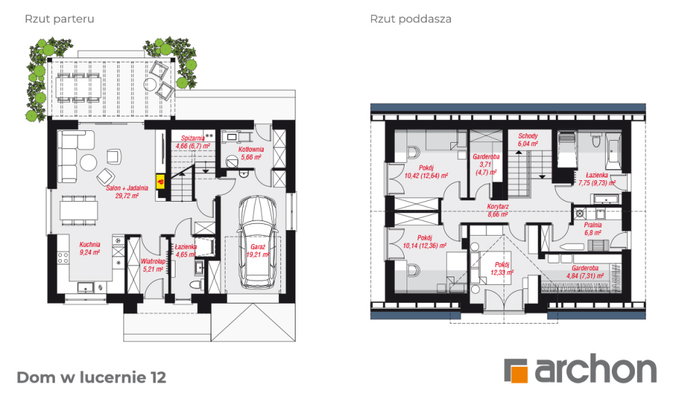 Projekt Dom w lucernie 12 - rzuty