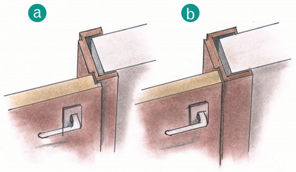 Rysunek: Drzwi przylgowe (a) i bezprzylgowe (b)